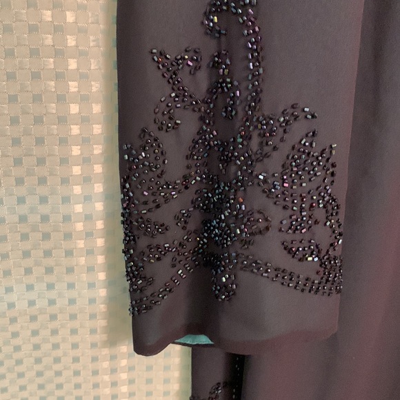 Windsmoor Navy Blue Cape, Turquoise Lining, Beaded,Size 14, 100% Polyester - Picture 8 of 10